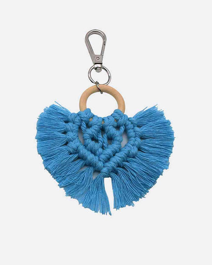 Assorted 4-Pack Heart-Shaped Macrame Fringe Keychain