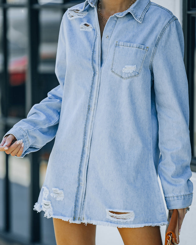 Distressed Snap Down Denim Jacket