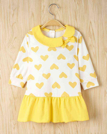 Heart Print Ruffle Hem Dress