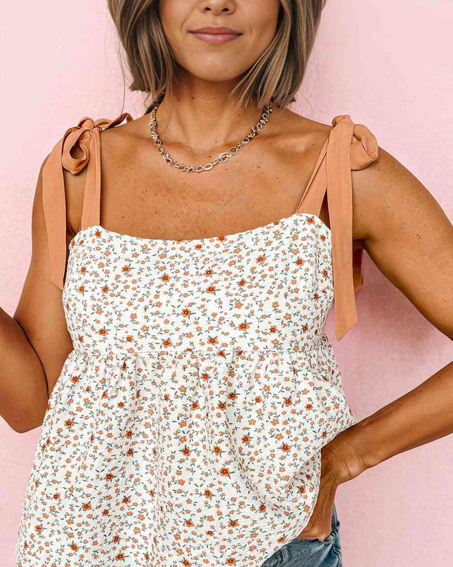 Floral Tie-Shoulder Babydoll Cami