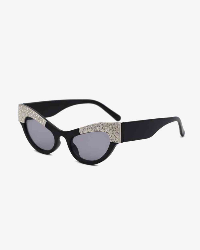 UV400 Rhinestone Trim Cat-Eye Sunglasses