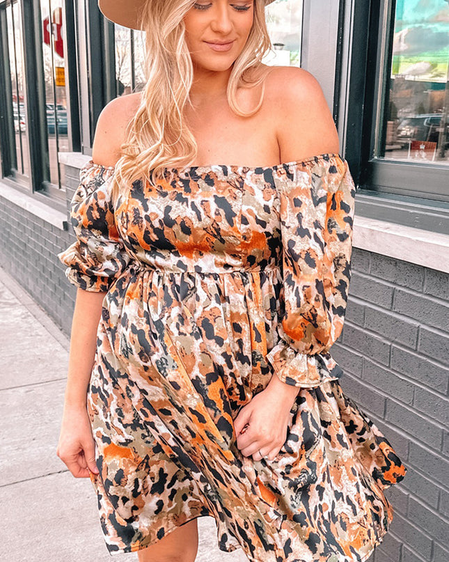 Printed Off-Shoulder Smocked Dress