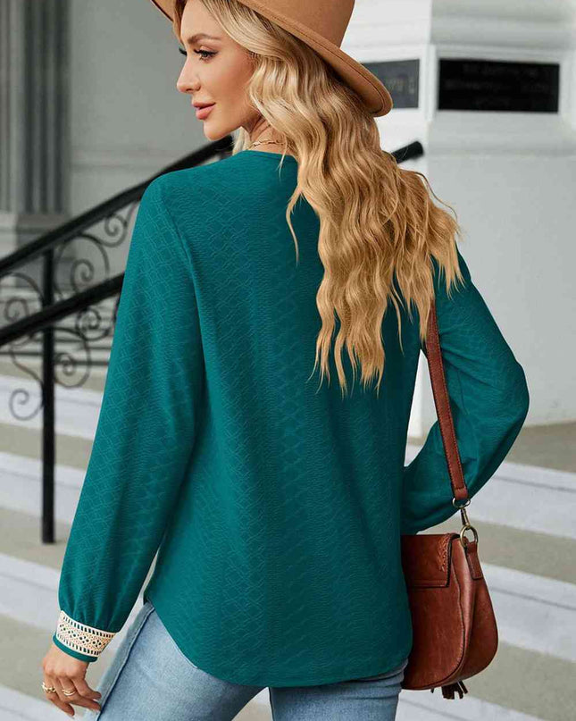 V-Neck Long Sleeve Blouse