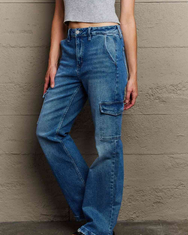 Kancan Holly High Waisted Cargo Flare Jeans
