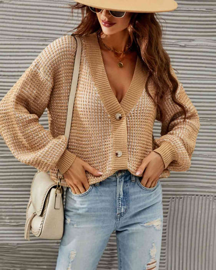 V-Neck Dropped Shoulder Cardigan