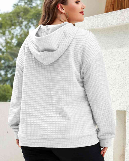 Plus Size Front Pocket Long Sleeve Hoodie
