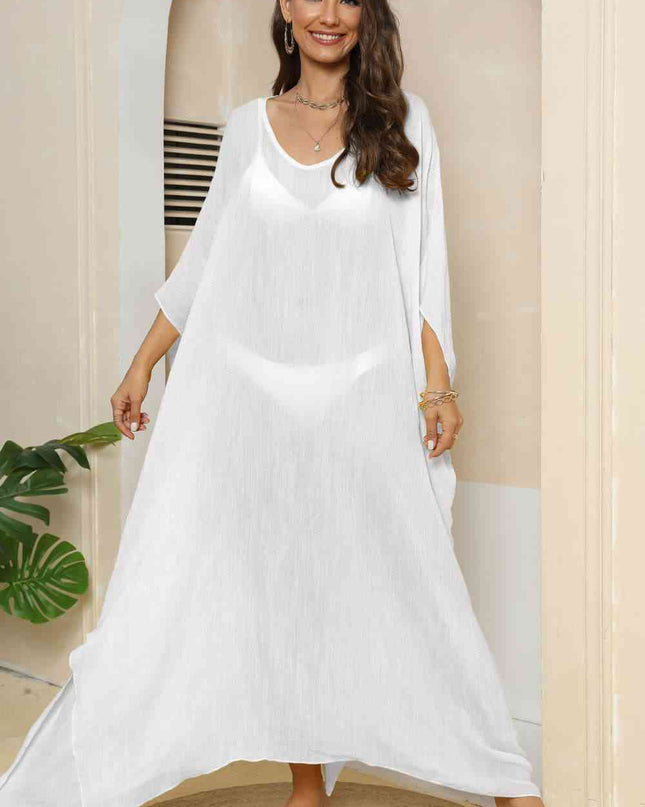 V-Neck Three-Quarter Sleeve Cover-Up