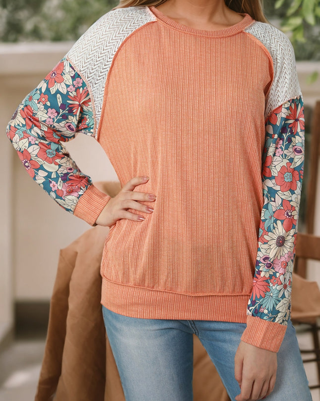 Exposed Seam Round Neck Blouse