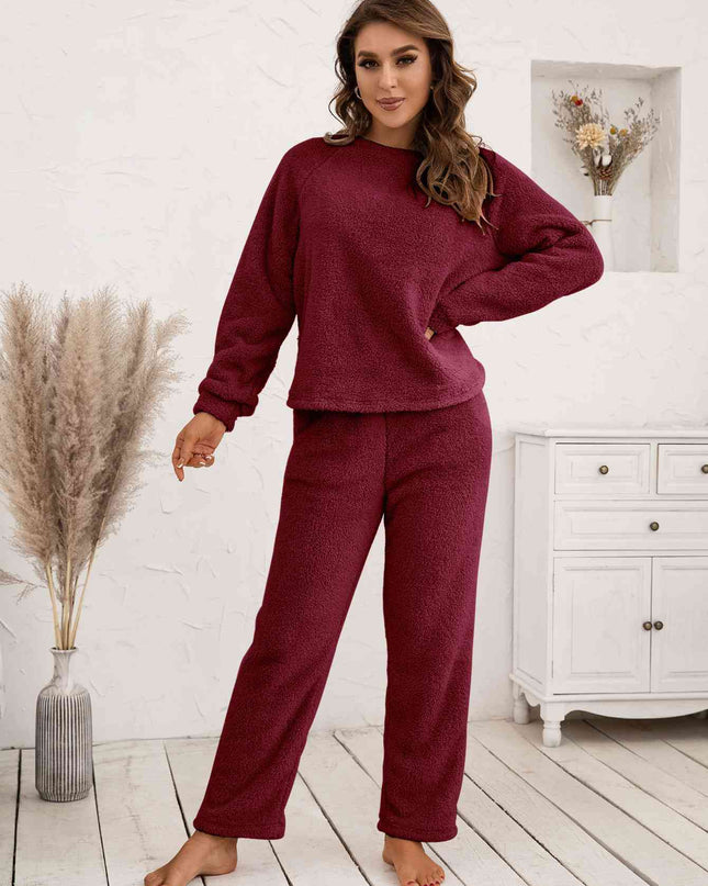 Teddy Long Sleeve Top and Pants Lounge Set