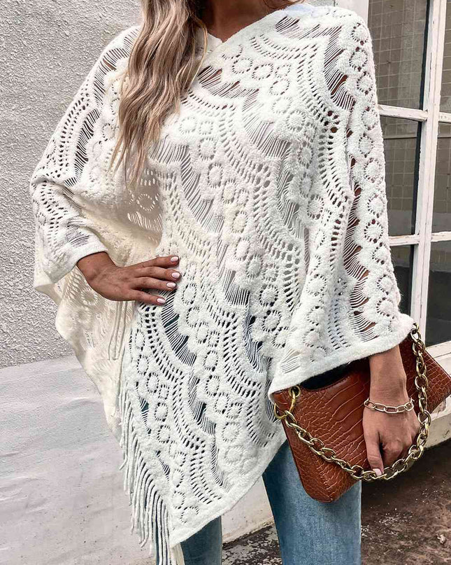 Openwork Fringe Detail Poncho