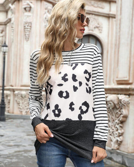 Leopard Striped Long Sleeve T-Shirt