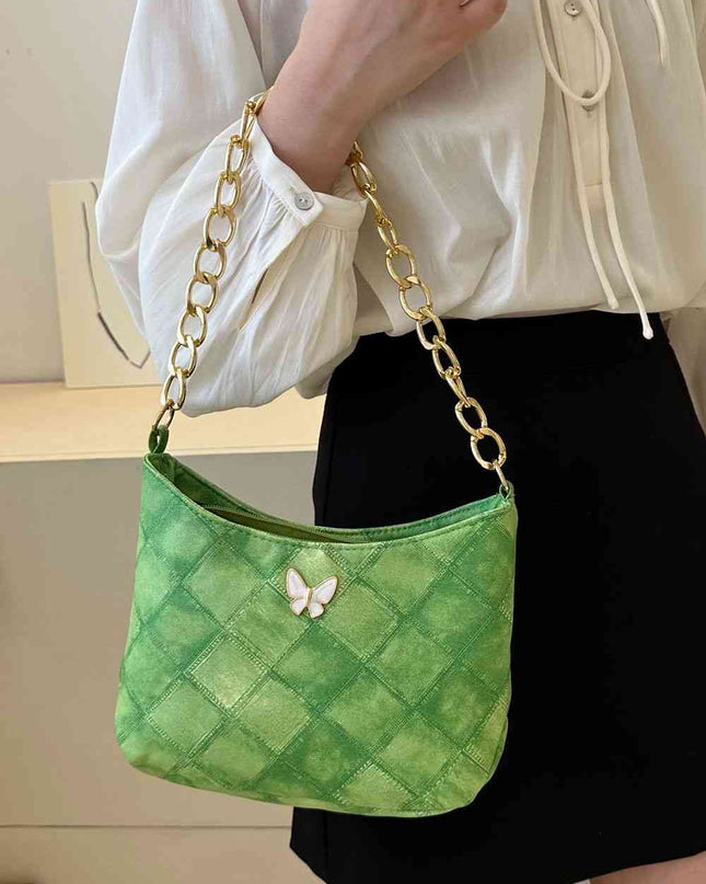 Butterfly Decor PU Leather Shoulder Bag