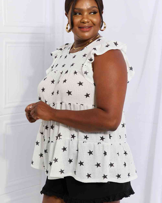 Heimish Shine Bright Full Size Butterfly Sleeve Star Print Top