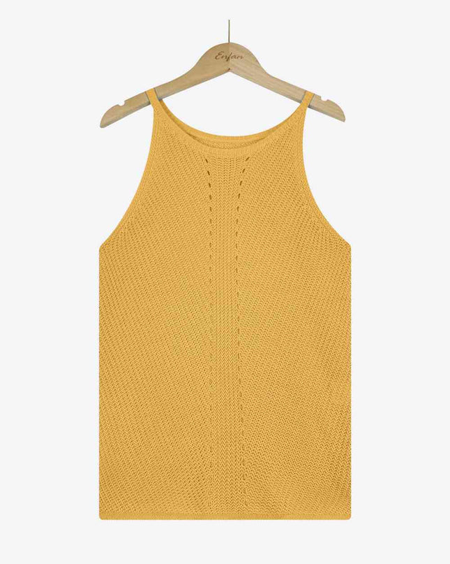 Openwork Grecian Neck Knit Tank Top