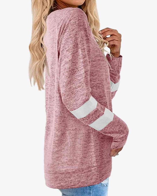 Striped Contrast Raglan Sleeve Top