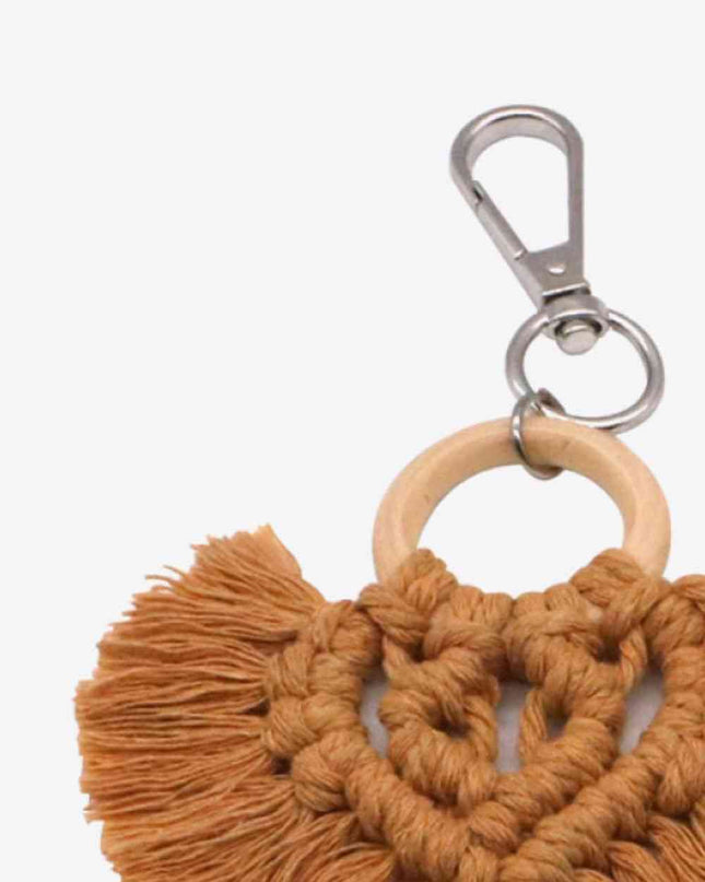 Assorted 4-Pack Heart-Shaped Macrame Fringe Keychain