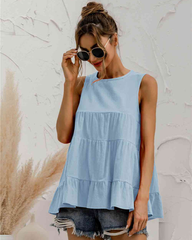 Round Neck Tiered Tank