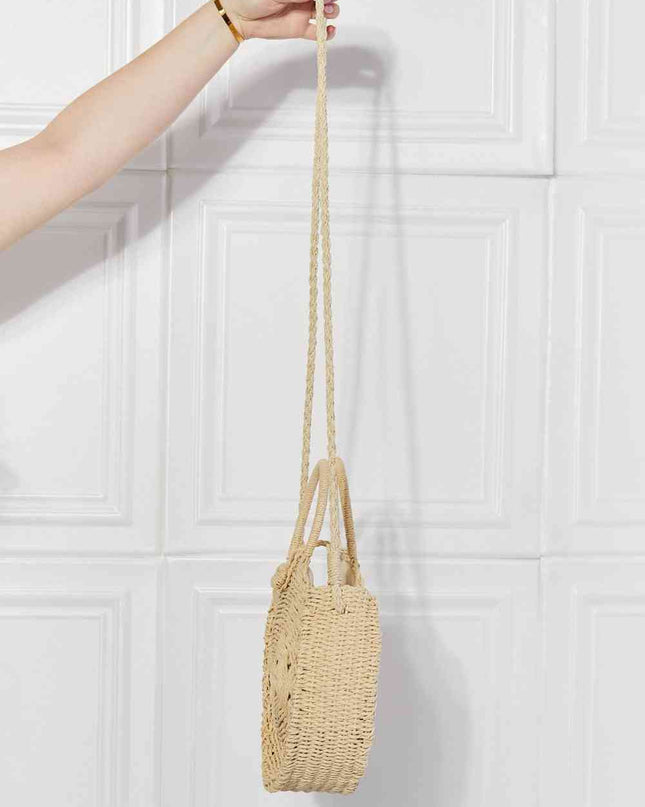 Justin Taylor Feeling Cute Rounded Rattan Handbag in Ivory