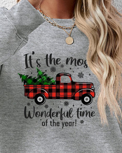 Graphic Round Neck Long Sleeve Sweatshirt