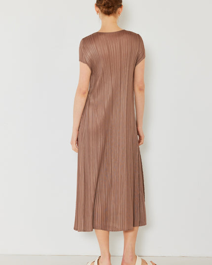 Marina West Swim Pleated Cap Sleeve A-Line Dress