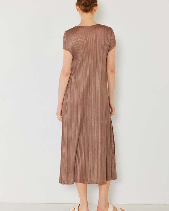 Marina West Swim Pleated Cap Sleeve A-Line Dress