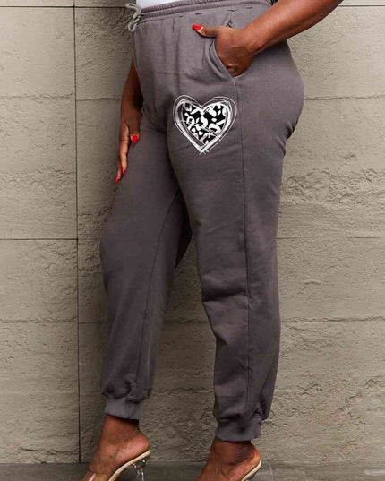 Simply Love Simply Love Full Size Drawstring Heart Graphic Long Sweatpants