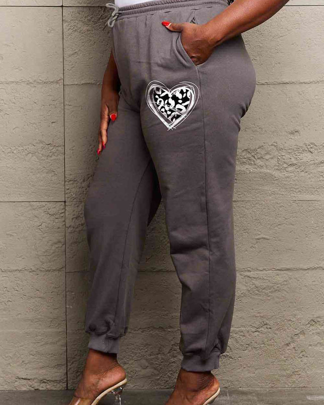 Simply Love Simply Love Full Size Drawstring Heart Graphic Long Sweatpants