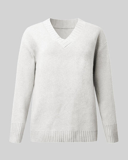 V-Neck Long Sleeve Knit Top