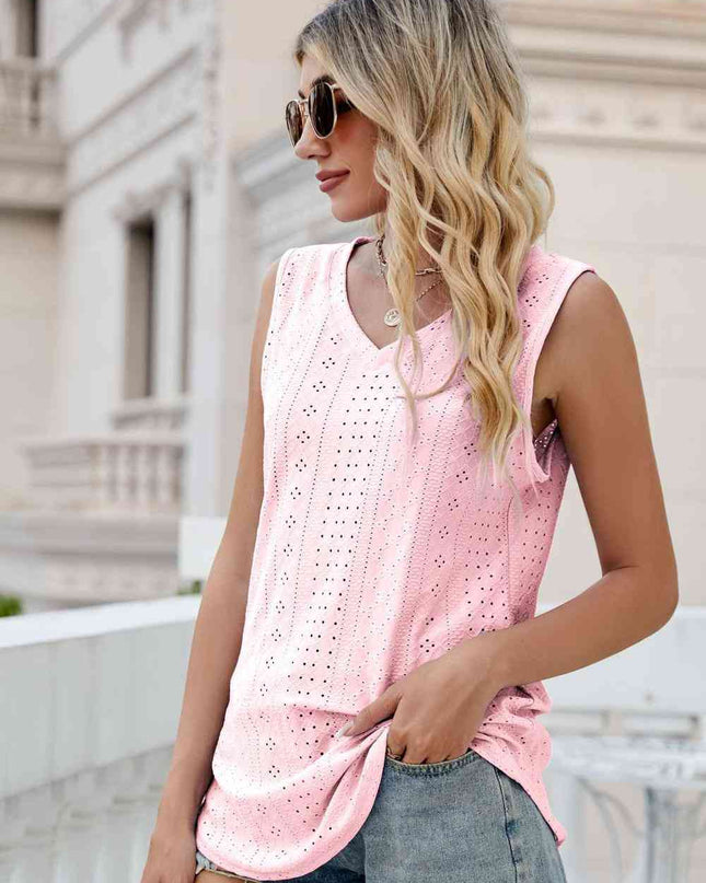 Eyelet V-Neck Tank