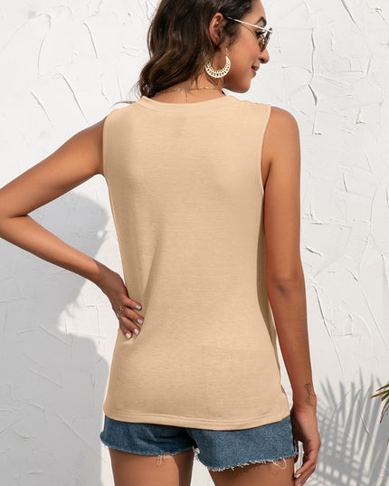 Buttoned Deep V Tank