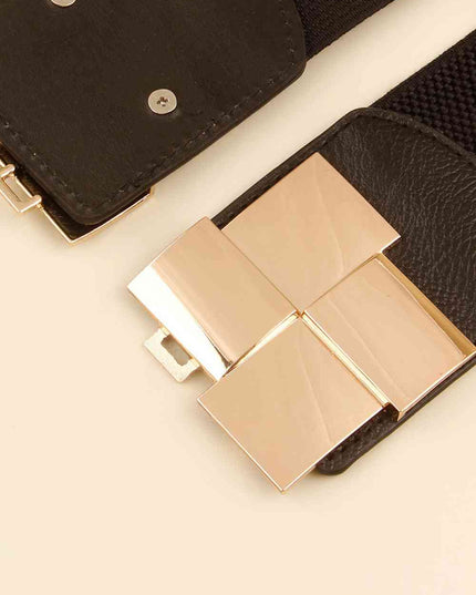 Geometric Buckle Elastic Wide Belt