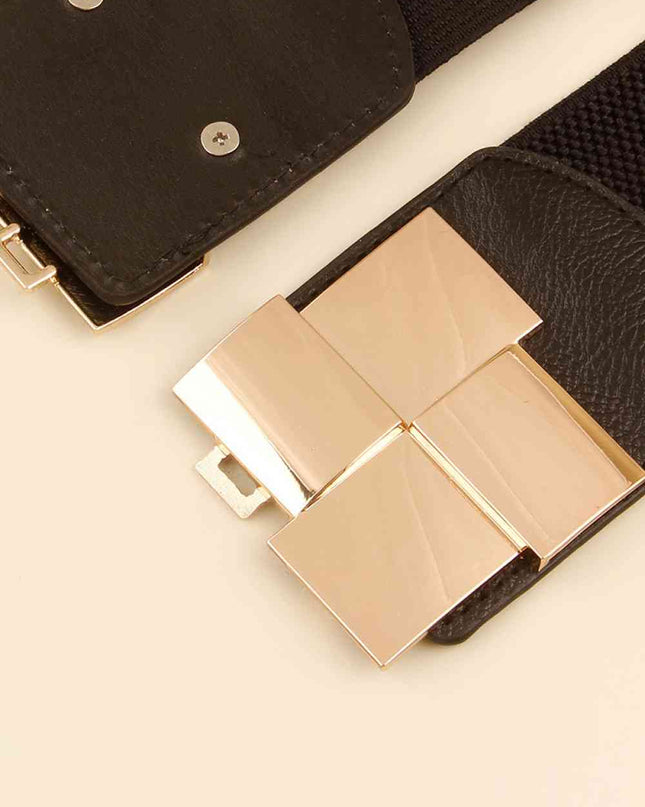 Geometric Buckle Elastic Wide Belt