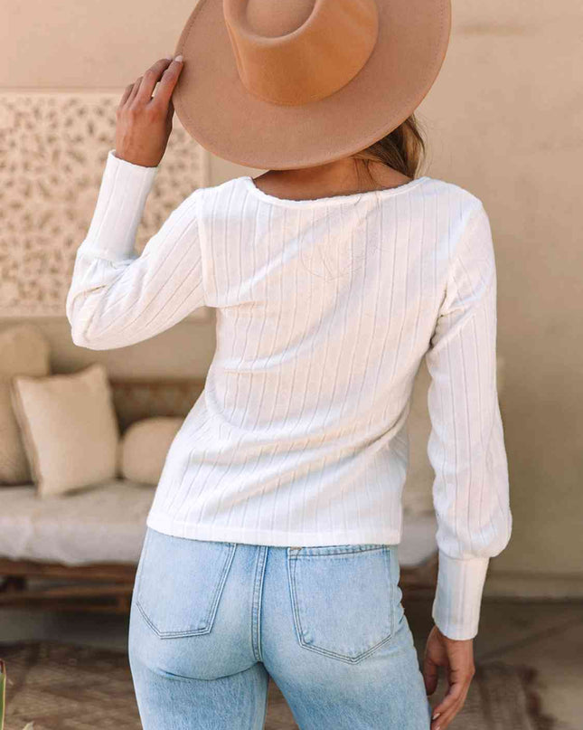 Scoop Neck Long Sleeve Blouse