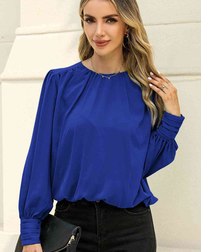 Round Neck Puff Sleeve Blouse
