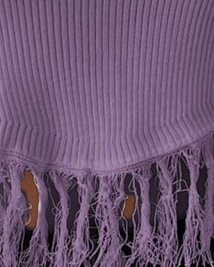 Fringe Hem Round Neck Ribbed Knit Tank