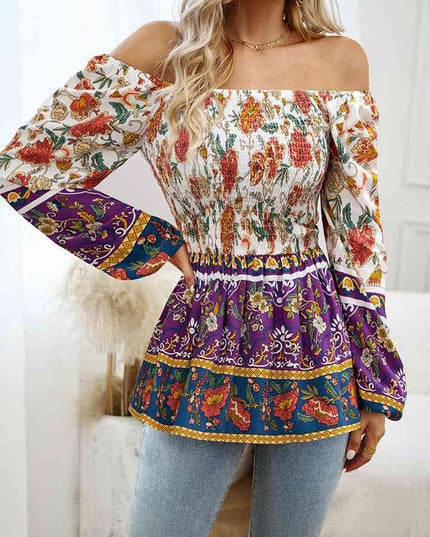 Square Neck Printed Blouse