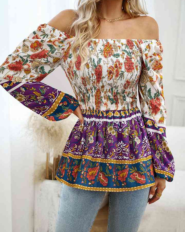 Square Neck Printed Blouse