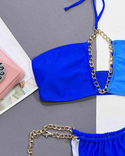 Chain Detail Halter Neck Bikini Set