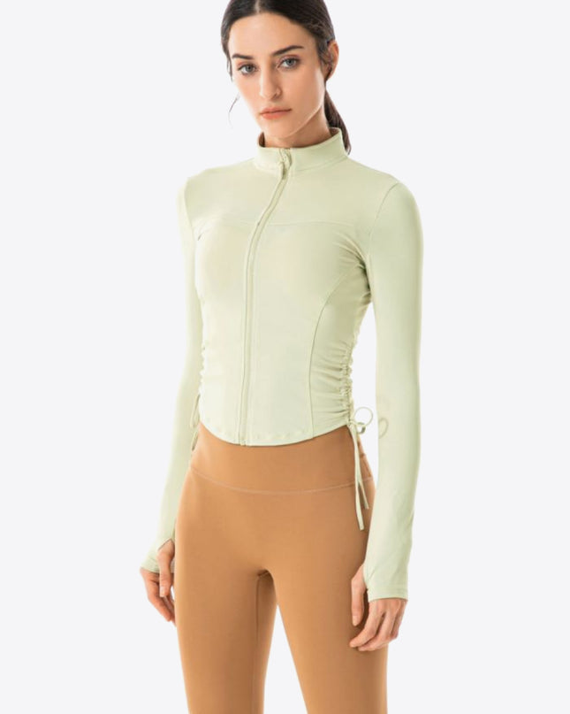 Side Drawstring Zip-Up Sports Jacket