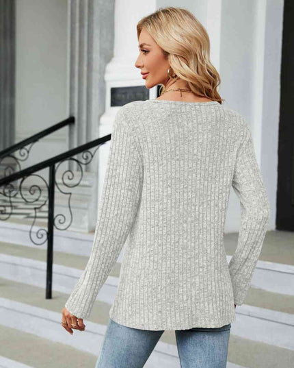 Buttoned Long Sleeve Slit Top