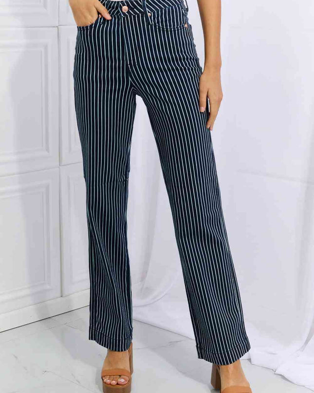Judy Blue Cassidy Full Size High Waisted Tummy Control Striped Straight Jeans