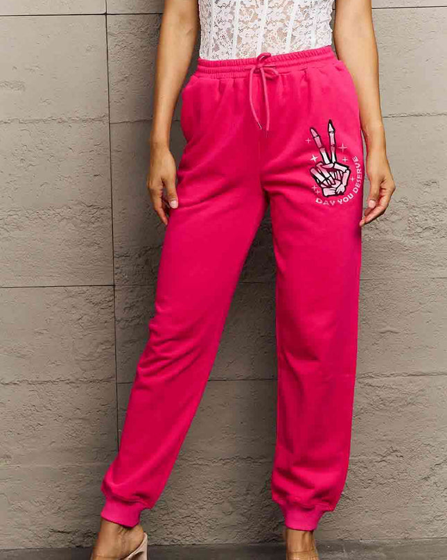 Simply Love Simply Love Full Size Drawstring DAY YOU DESERVE Graphic Long Sweatpants