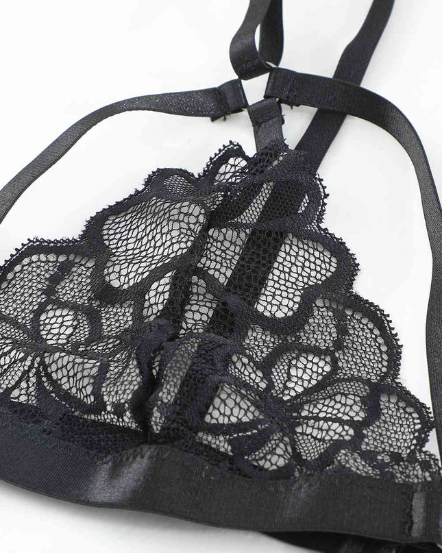 Strappy Three-Piece Lace Lingerie Set