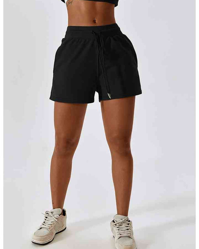 Drawstring Smocked Waist Sports Shorts