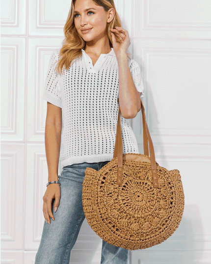 Justin Taylor C'est La Vie Crochet Handbag in Caramel