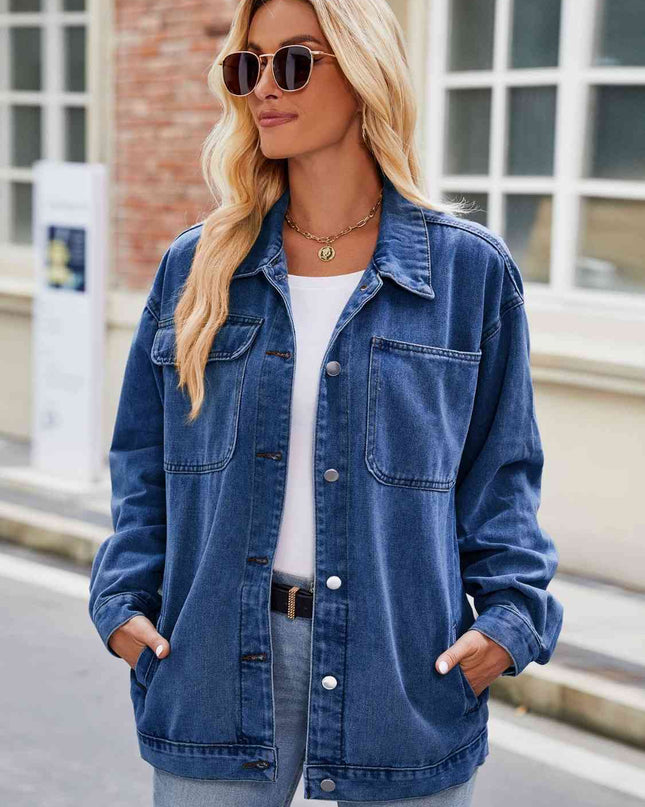 Button Up Denim Jacket with Pockets
