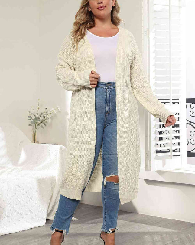 Plus Size Open Front Long Sleeve Cardigan