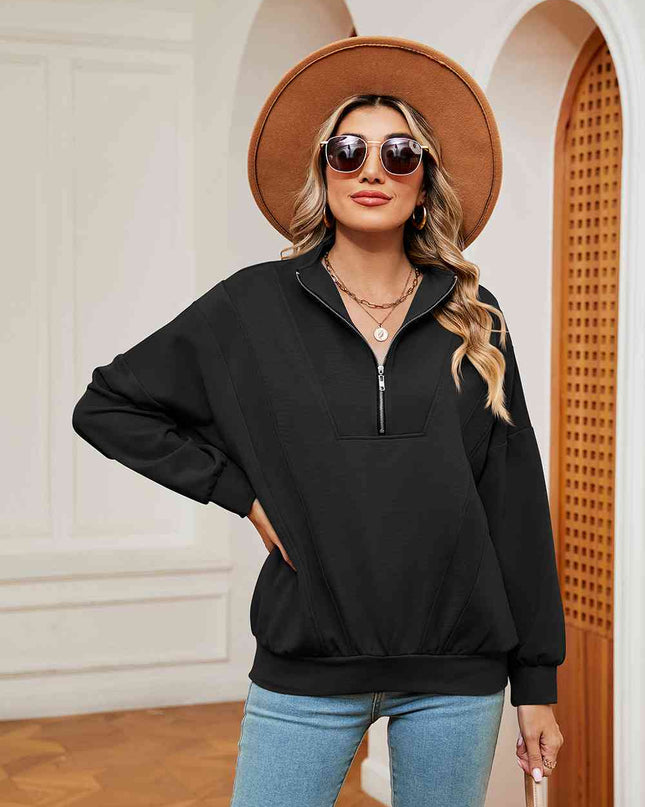 Half-Zip Dropped Shoulder Sweatshirt