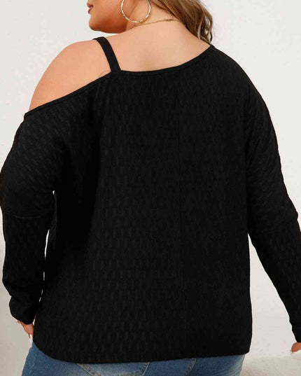 Plus Size One-Shoulder Asymmetrical Blouse