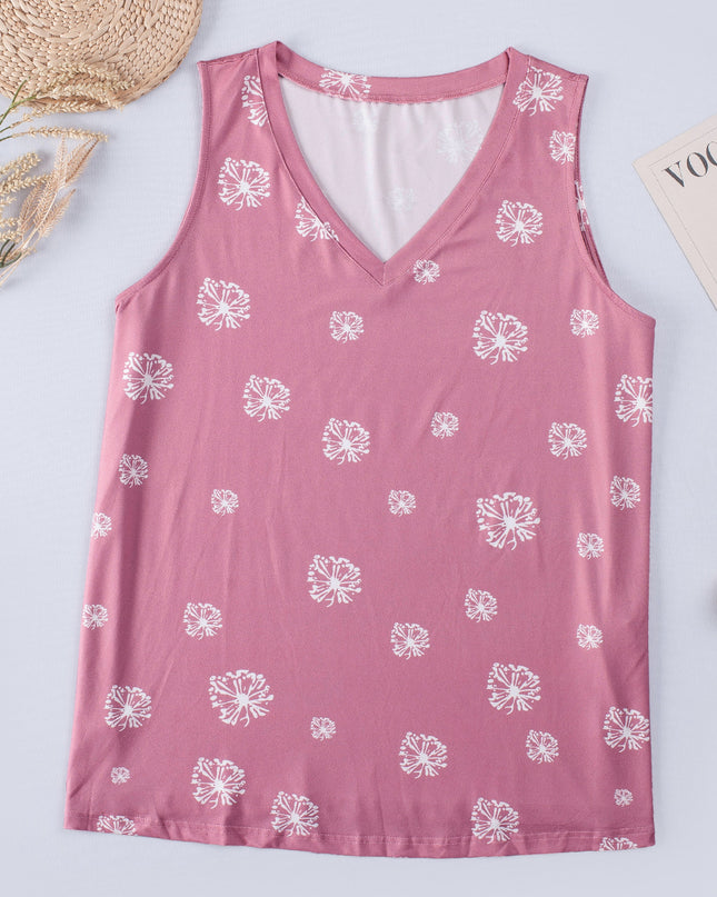 Plus Size Printed V-Neck Tank